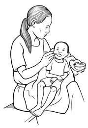 Une mère qui donne du lait à son bébé avec une cuillère
